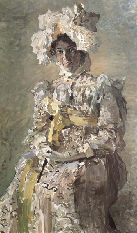 Mikhail Vrubel Portrait of Nadezhda zabela-Vrubel.the Artist's wife,wearing an empire-styles summer dress made to his design Germany oil painting art